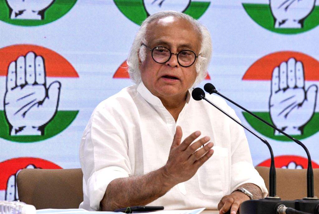 Congress leader Jairam Ramesh addresses a press conference at the AICC ...