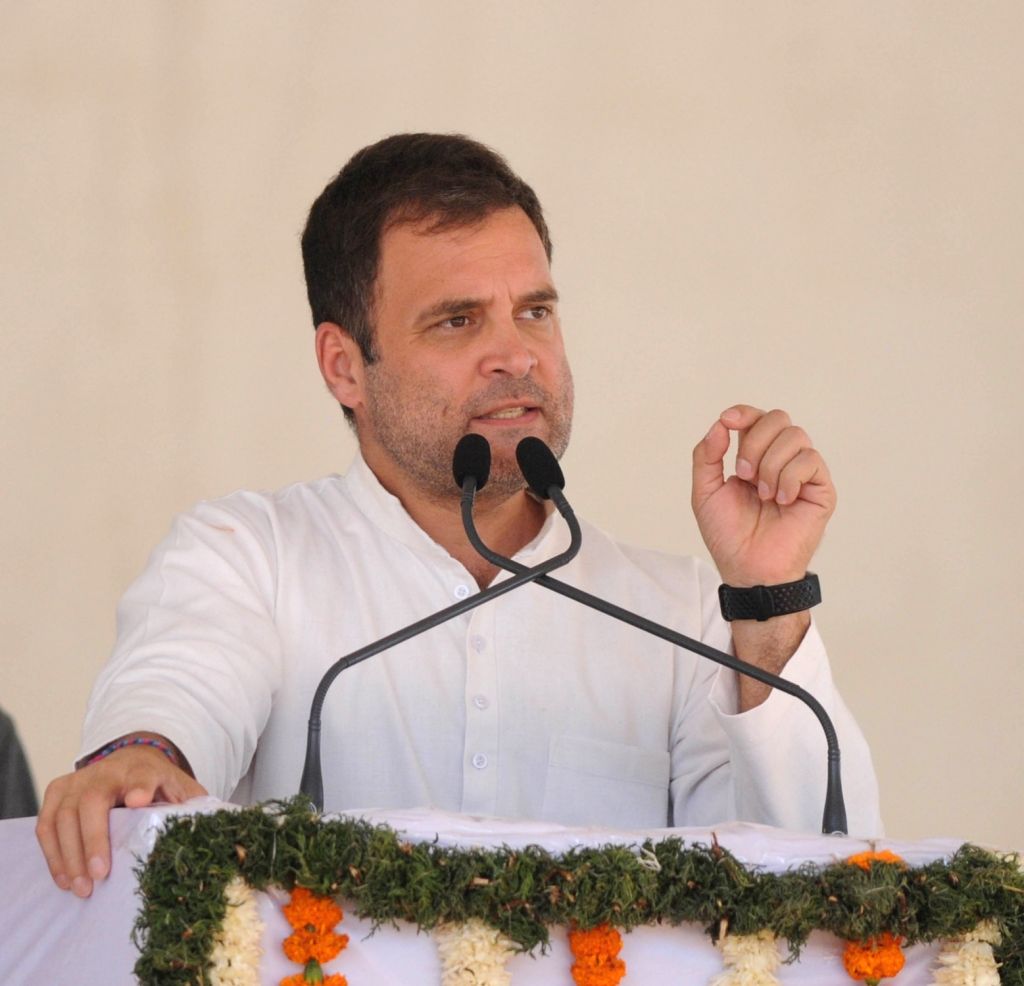 Rahul Gandhi at a public rally in Karnataka