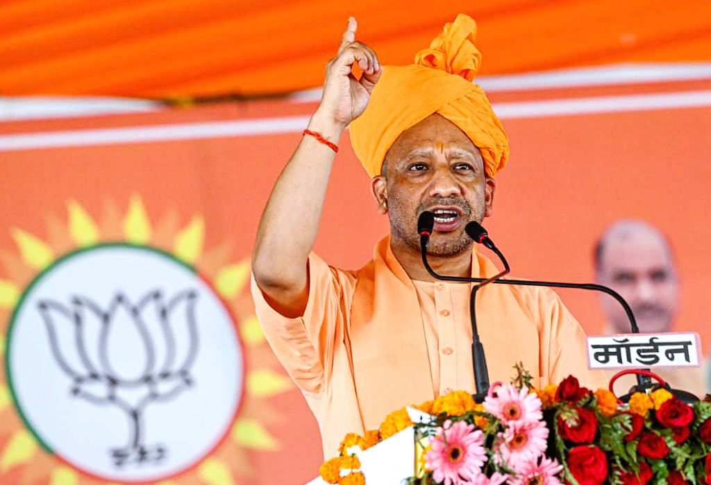 Uttar Pradesh Chief Minister Yogi Adityanath speaks during a public ...