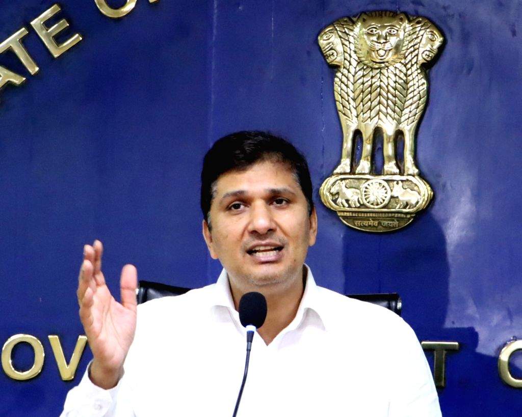 Delhi Minister and AAP leader Saurabh Bharadwaj addresses a press ...