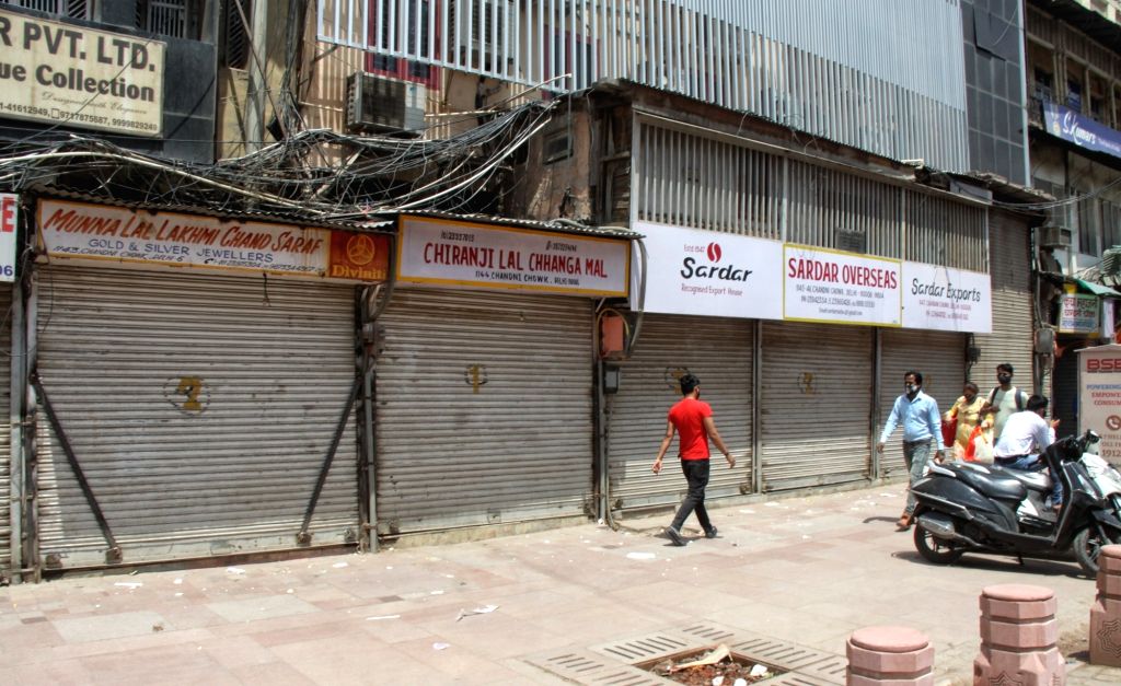 Deserted view of Chandni Chowk after market association announce market