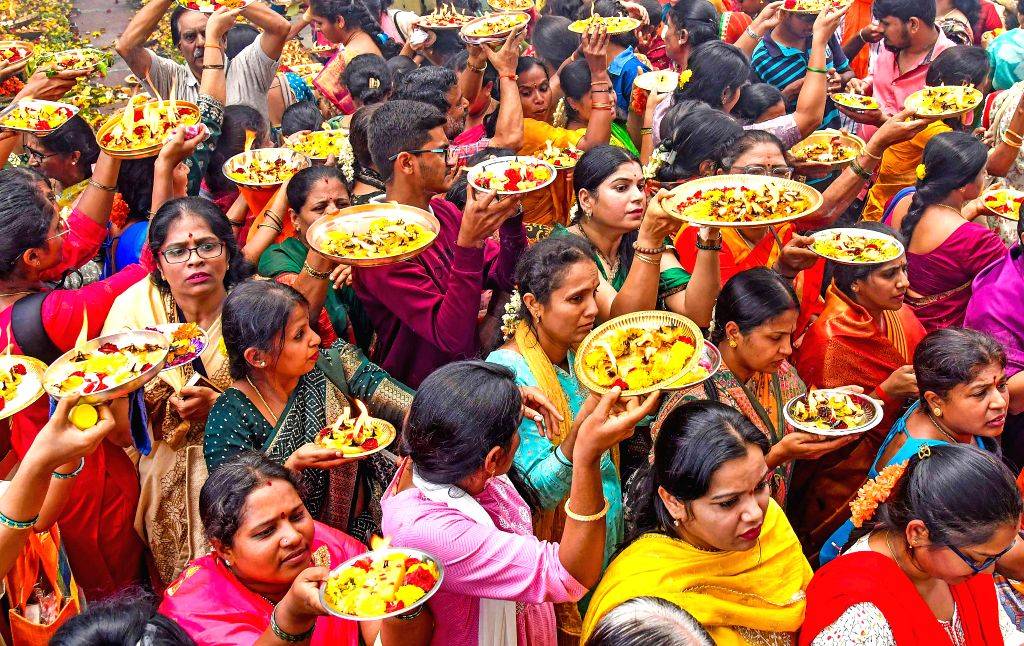 Devotees Offer Pooja on Ashada Friday in Bengaluru