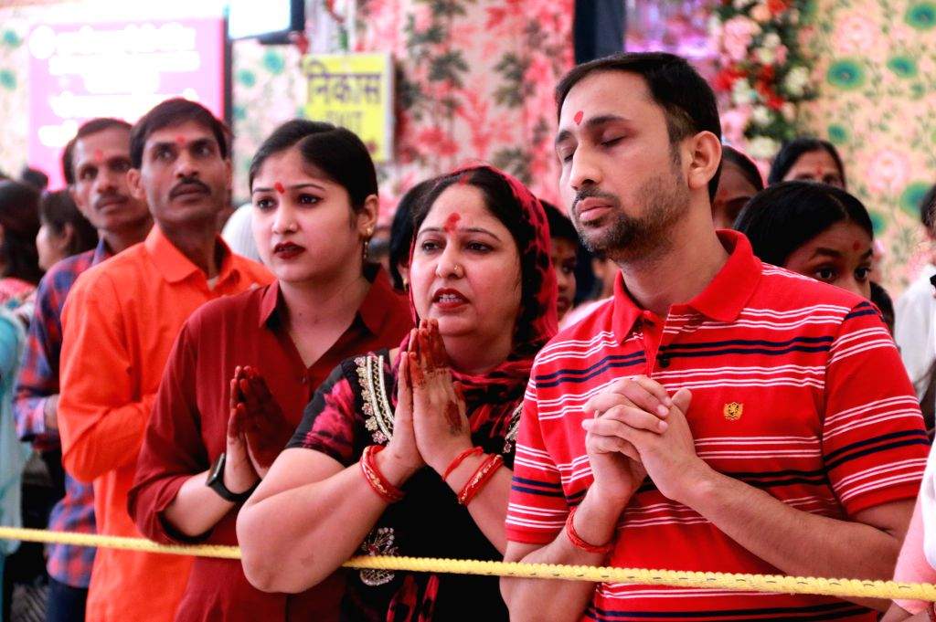 Devotees Offer Prayers at Jhandewala Temple During Sharadiya Navratri