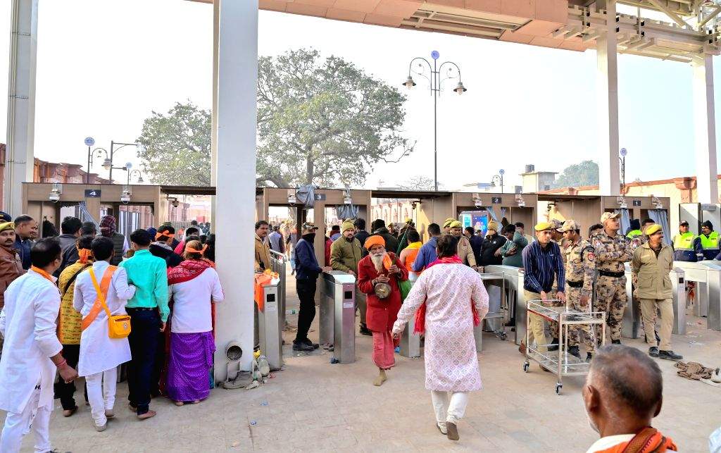 Devotees on their way to visit the newly inaugurated Ram Temple