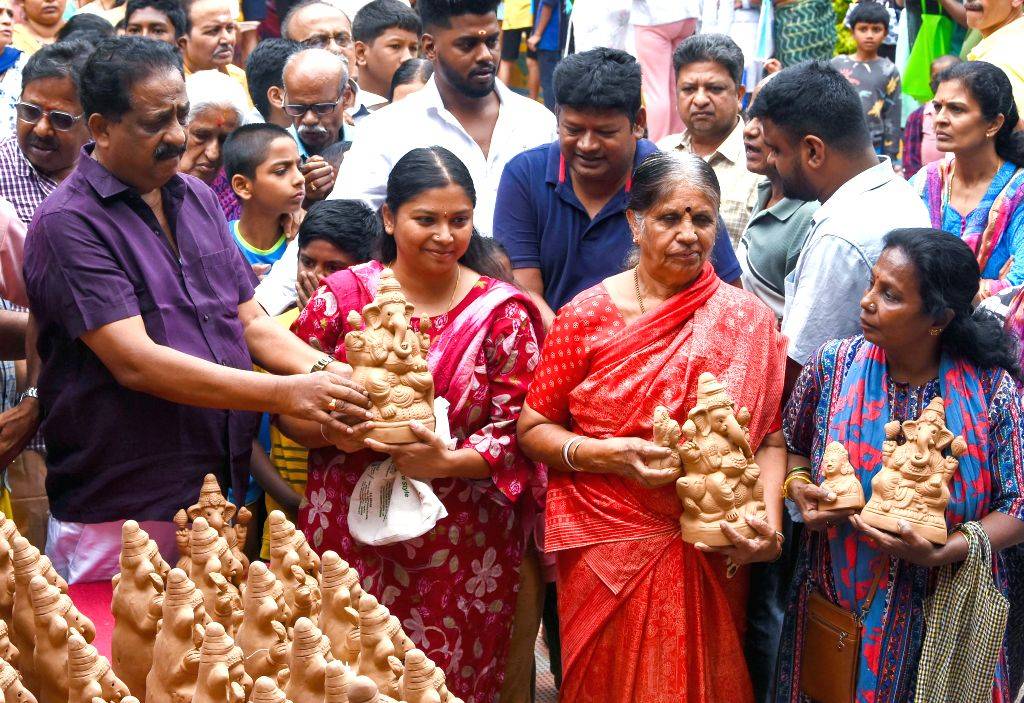 Eco friendly Gowri Ganesha Idols Distributed