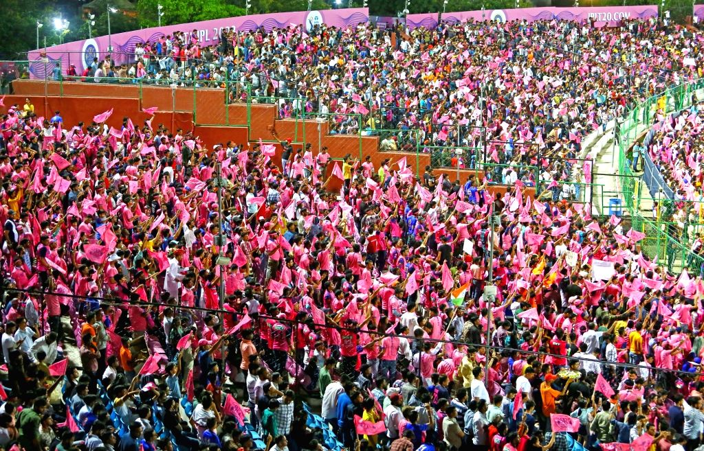 : Jaipur: Fans cheer during the IPL 2023 match
