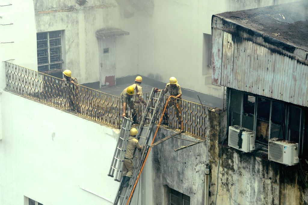 Kolkata : Firefighters are trying to douse a fire that breaks out at a ...