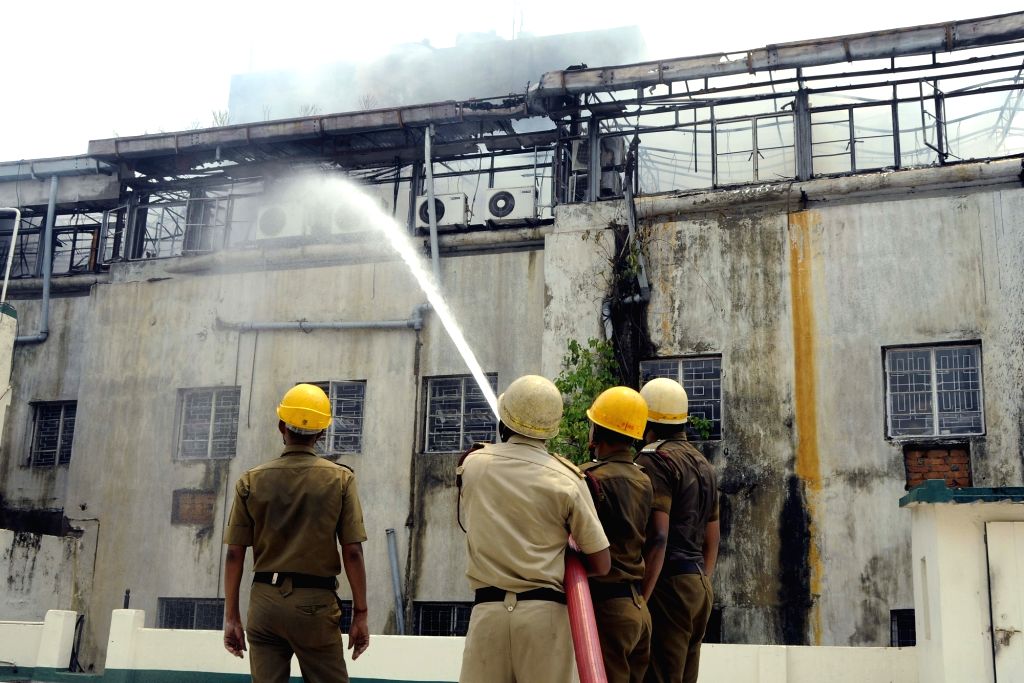 Kolkata : Firefighters are trying to douse a fire that breaks out at a ...