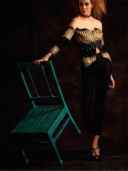 off the shoulder pant suit