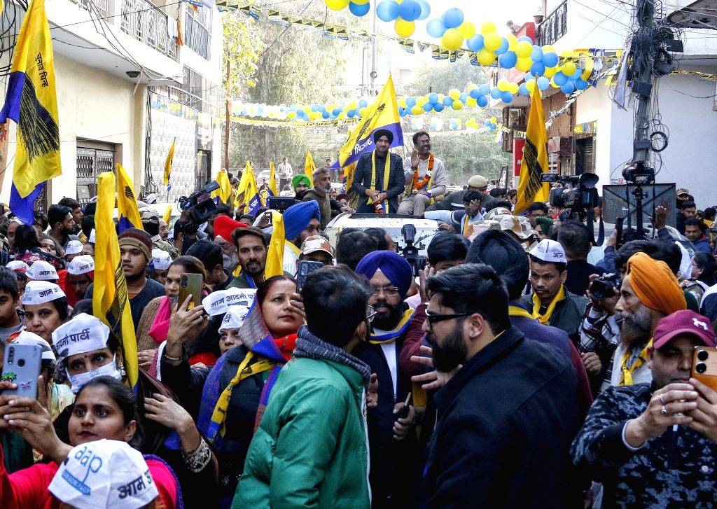Former Indian cricketer and AAP Rajya Sabha MP Harbhajan Singh leads a ...