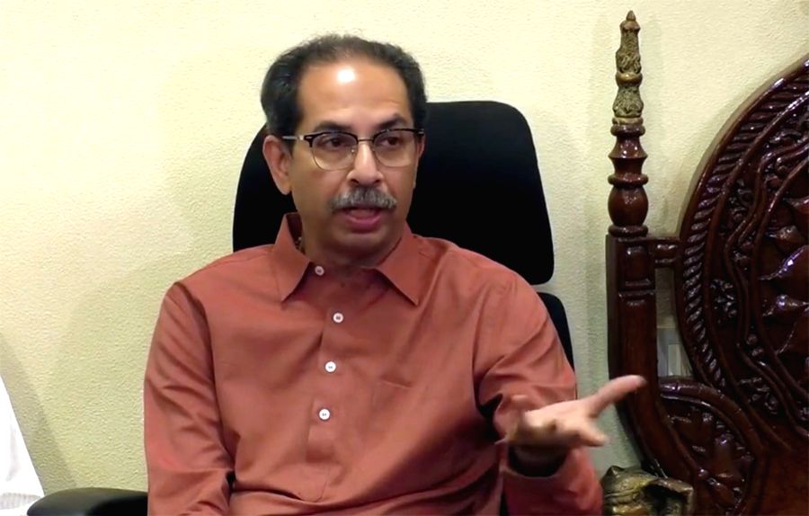 Former Maharashtra chief minister Uddhav Thackeray addresses a press ...