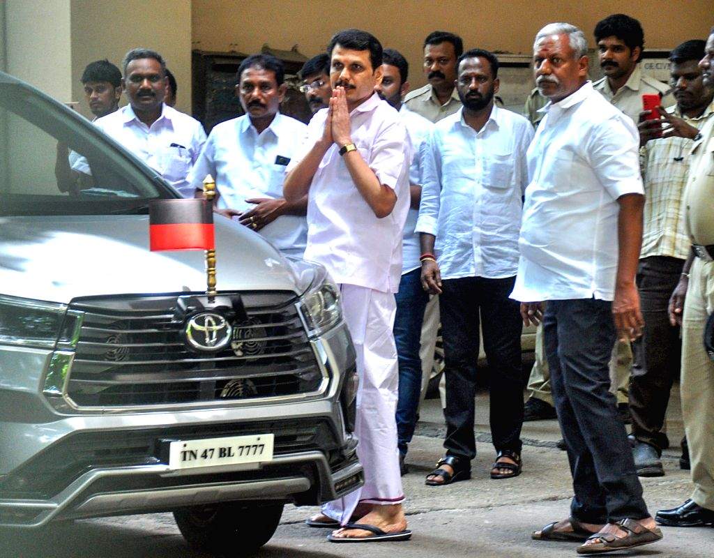 Former Tamil Nadu minister and DMK leader V Senthil Balaji leaves from ...