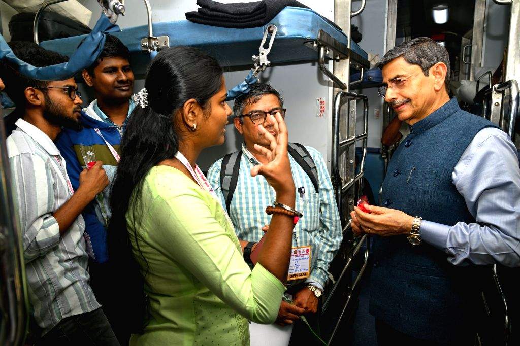 Governor of Tamil Nadu R.N Ravi interacts with passengers after ...