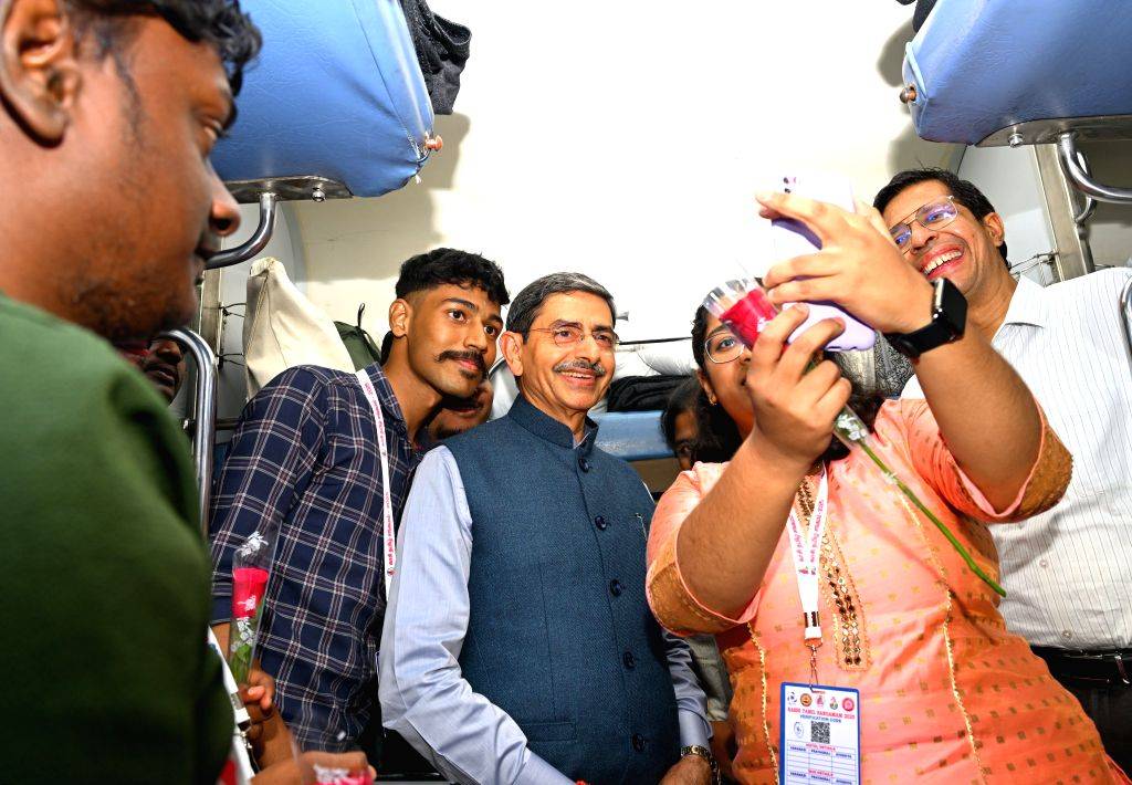 Governor of Tamil Nadu R.N Ravi interacts with passengers after ...
