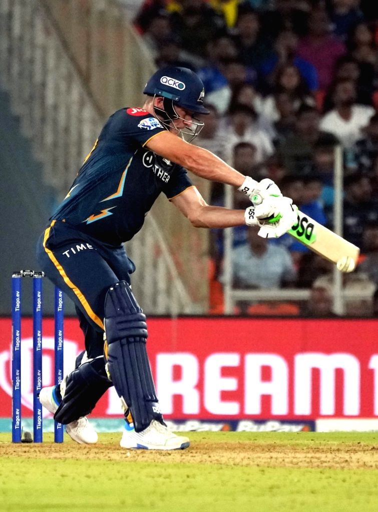 GT batsman David Miller Plays a shot