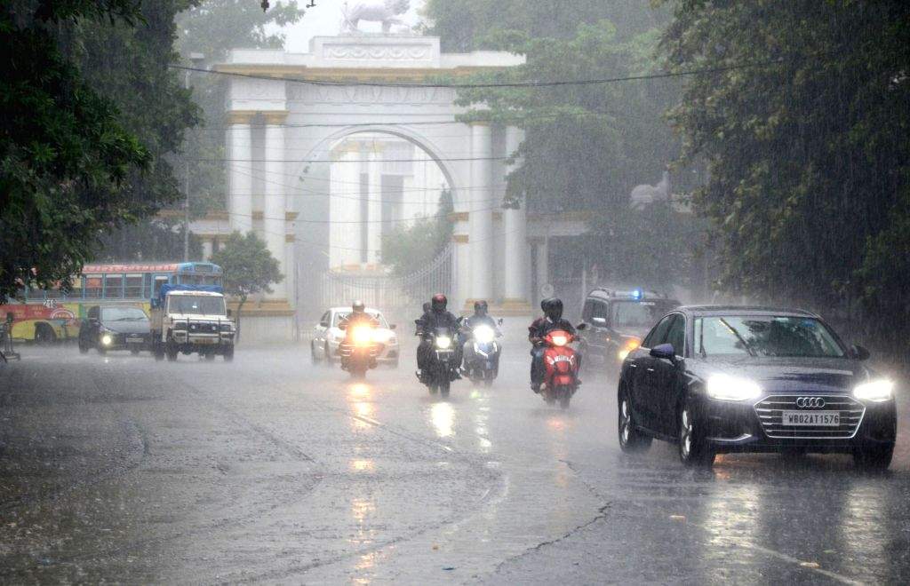 Heavy rain lashes the city