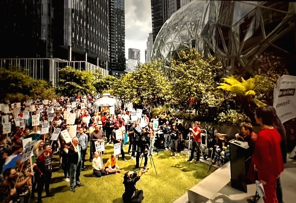 Free Photo :Hundreds join Amazon walkout at HQ over return to work policy