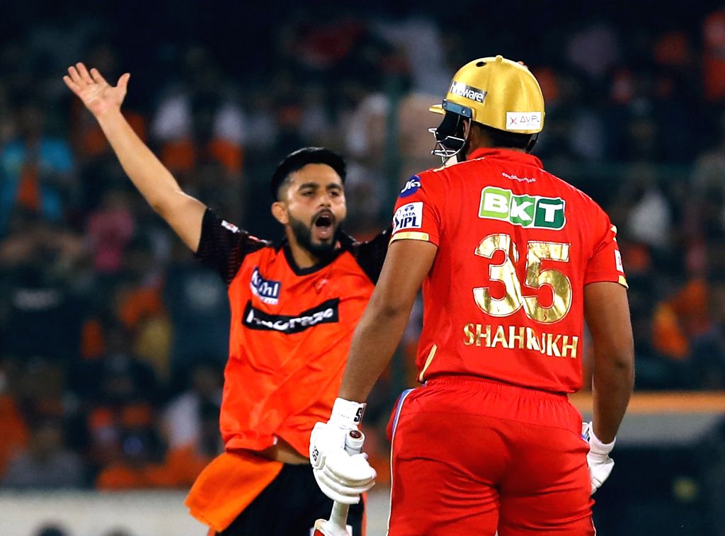 Hyderabad : SRH bowler Mayank Markande celebrates after taking the ...