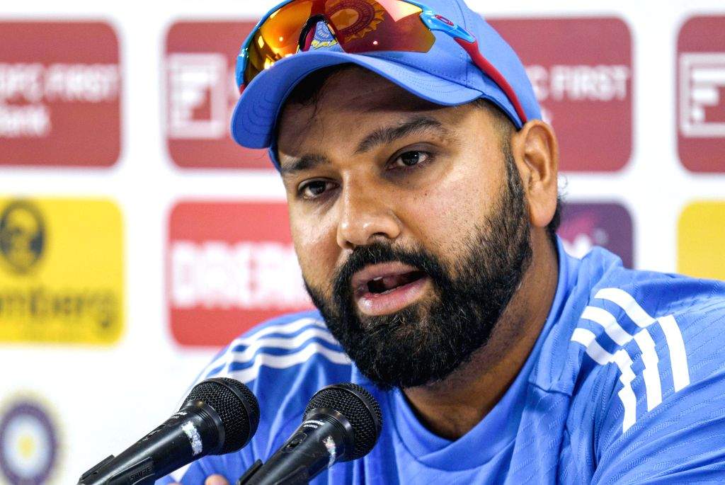India's captain Rohit Sharma addresses a press conference