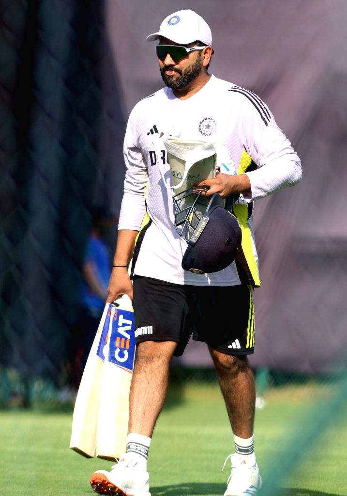 India's captain Rohit Sharma during a practice session ahead of the ...