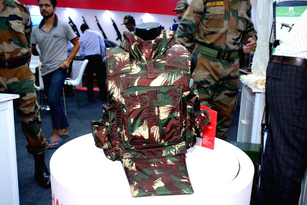 India???s Lightest Bullet Proof Jacket 'Bhabha Kavach' was launched by Ordnance Factory Board at the International Police Expo 2019, at Pragati Maidan in New Delhi on July 19, 2019. ...