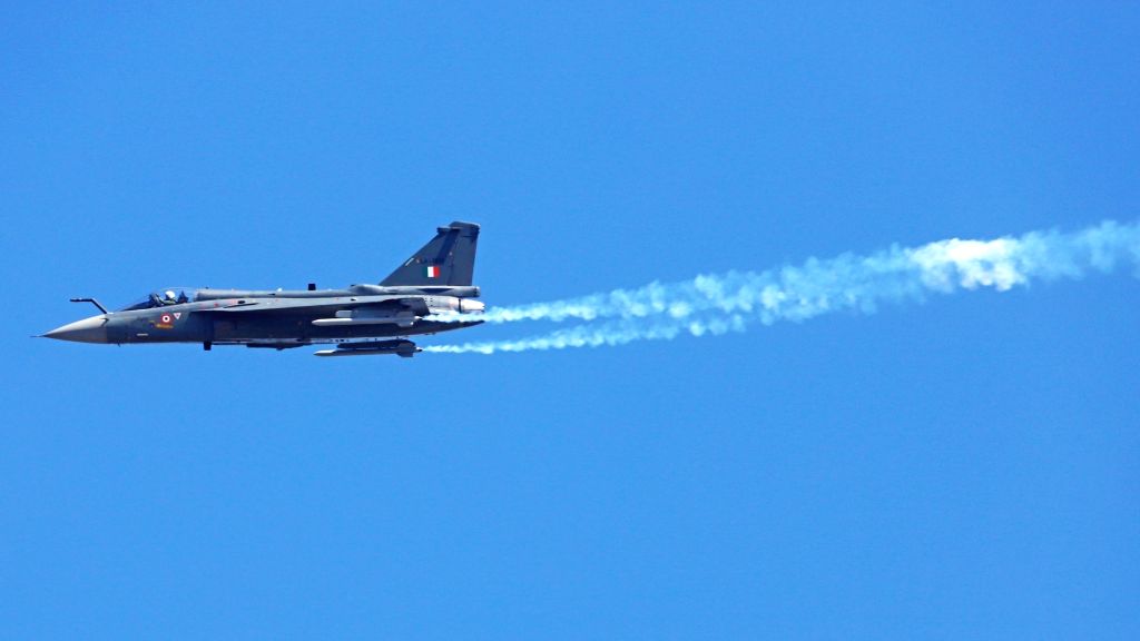Indian Air Force fighter jet Tejas performs