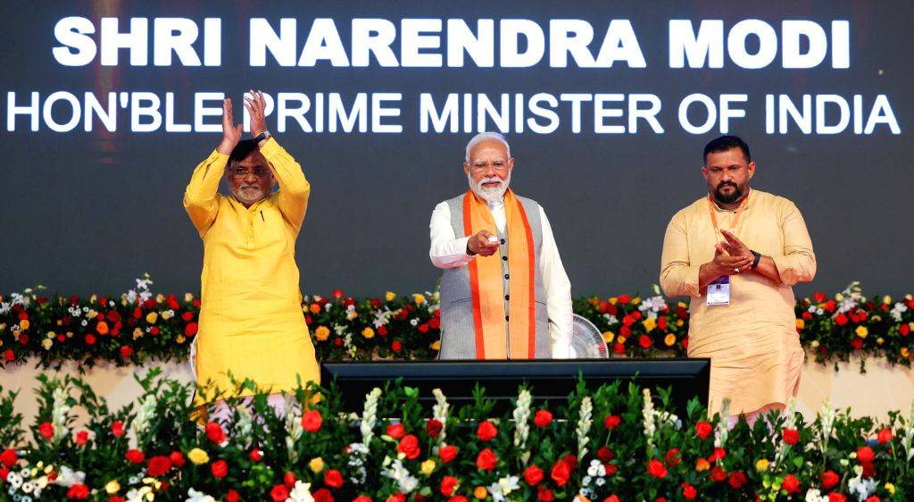 Prime Minister Narendra Modi during the inauguration and foundation ...