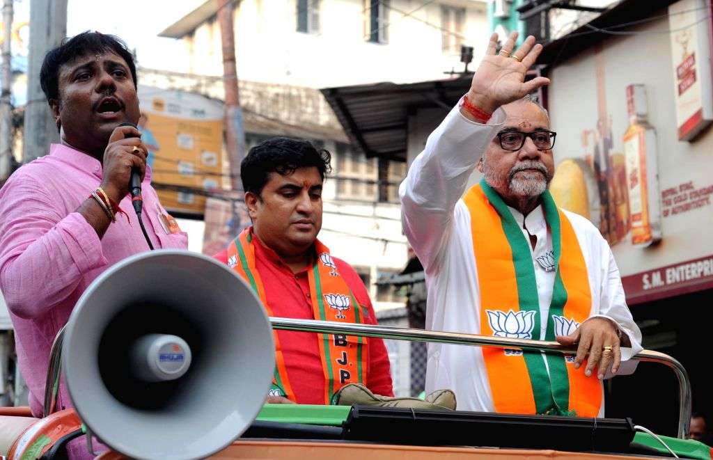 BJP candidate Tapash Roy during an election campaign ahead of Lok Sabha ...
