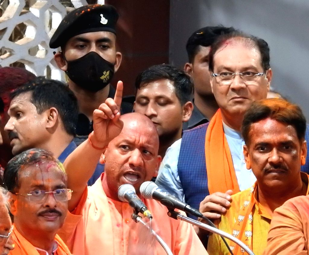 : Lucknow :Uttar Pradesh Chief Minister Yogi Adityanath addresses party ...