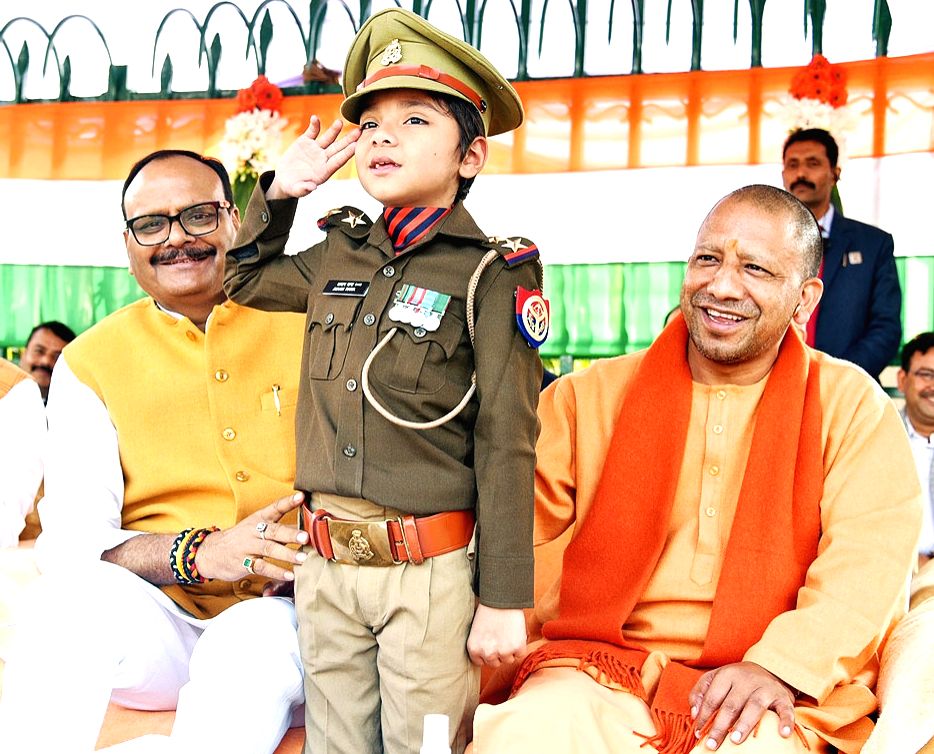 Lucknow : UP CM Yogi Adityanath during Republic Day celebrations