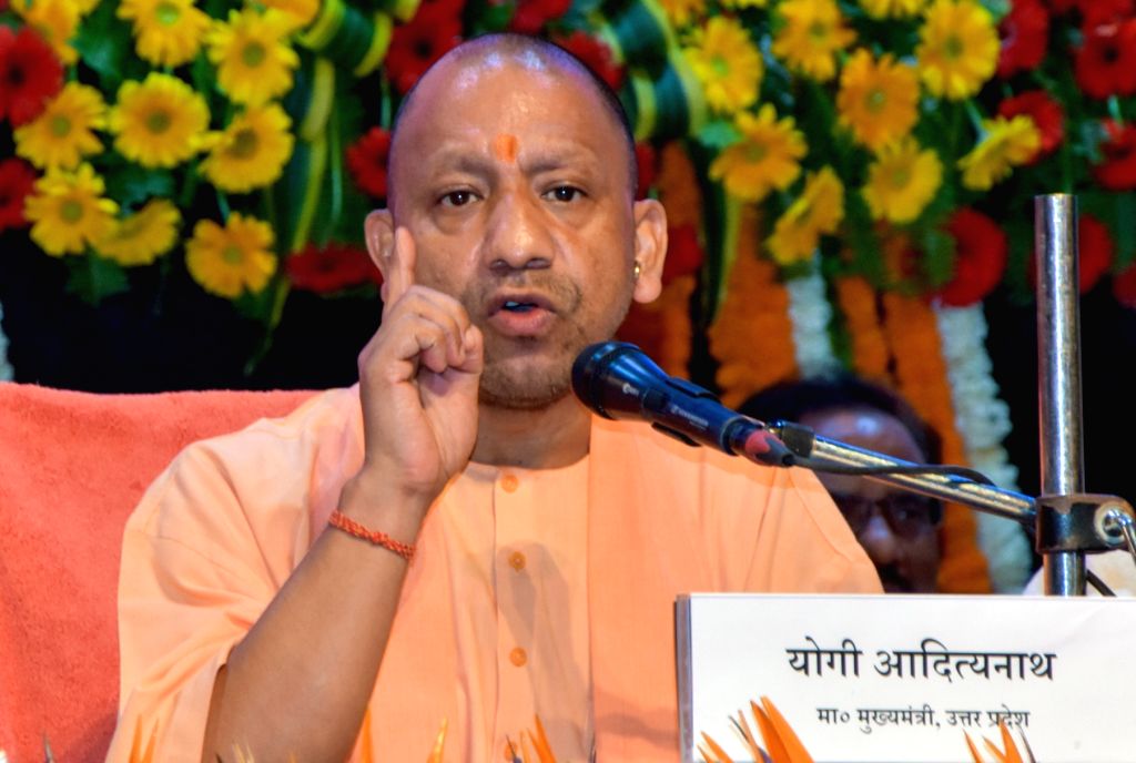 : Lucknow : Uttar Pradesh Chief Minister Yogi Adityanath addressing a ...