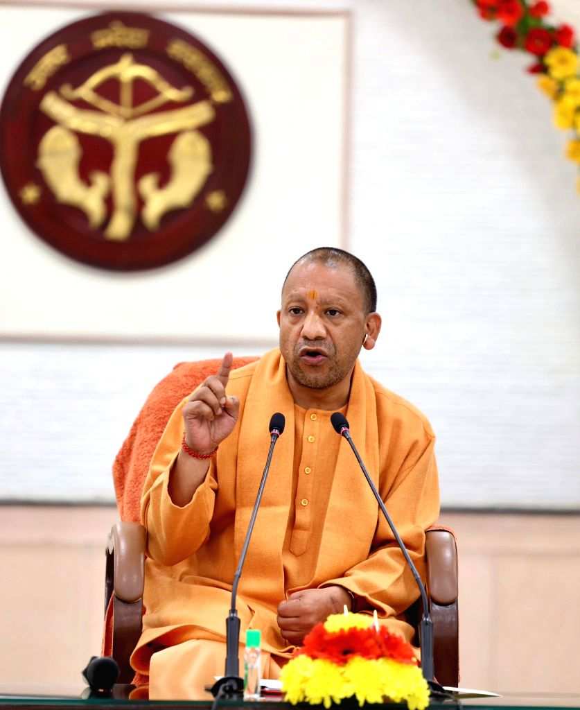 Uttar Pradesh Chief Minister Yogi Adityanath addresses a press conference