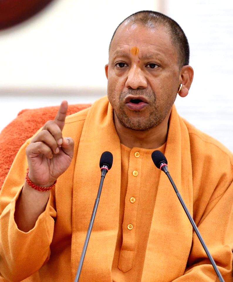 Uttar Pradesh Chief Minister Yogi Adityanath addresses a press conference