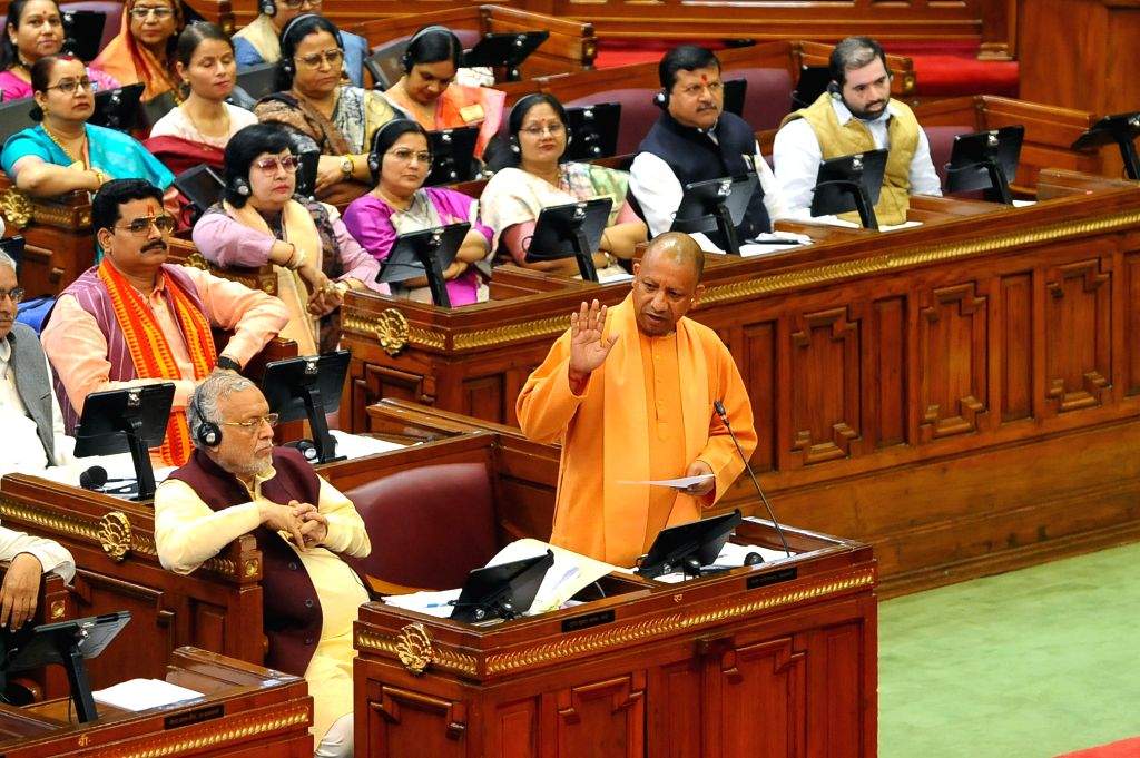 Lucknow : Uttar Pradesh CM Yogi Adityanath speaks during the Winter ...