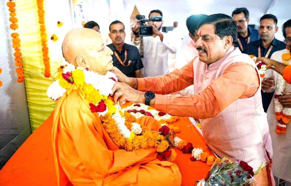 Madhya Pradesh CM Mohan Yadav during the Bhoomi Pujan ceremony of the ...