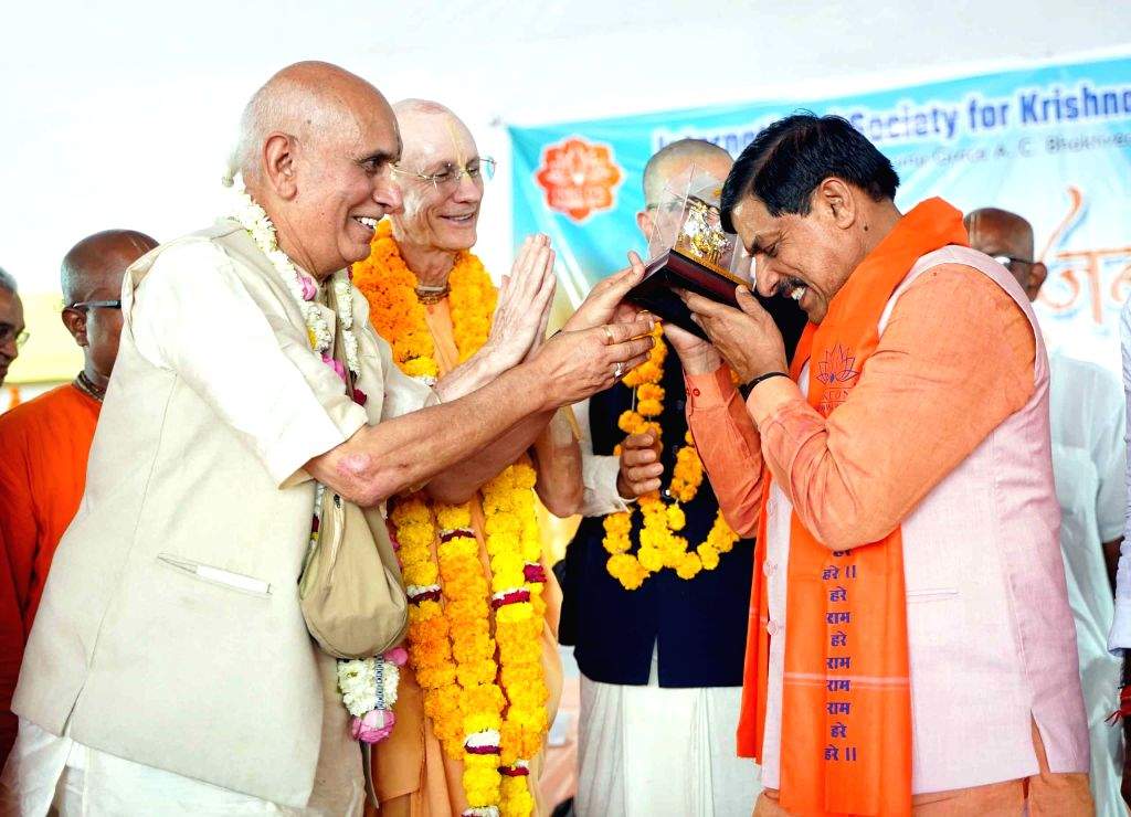 Madhya Pradesh CM Mohan Yadav during the Bhoomi Pujan ceremony of the ...