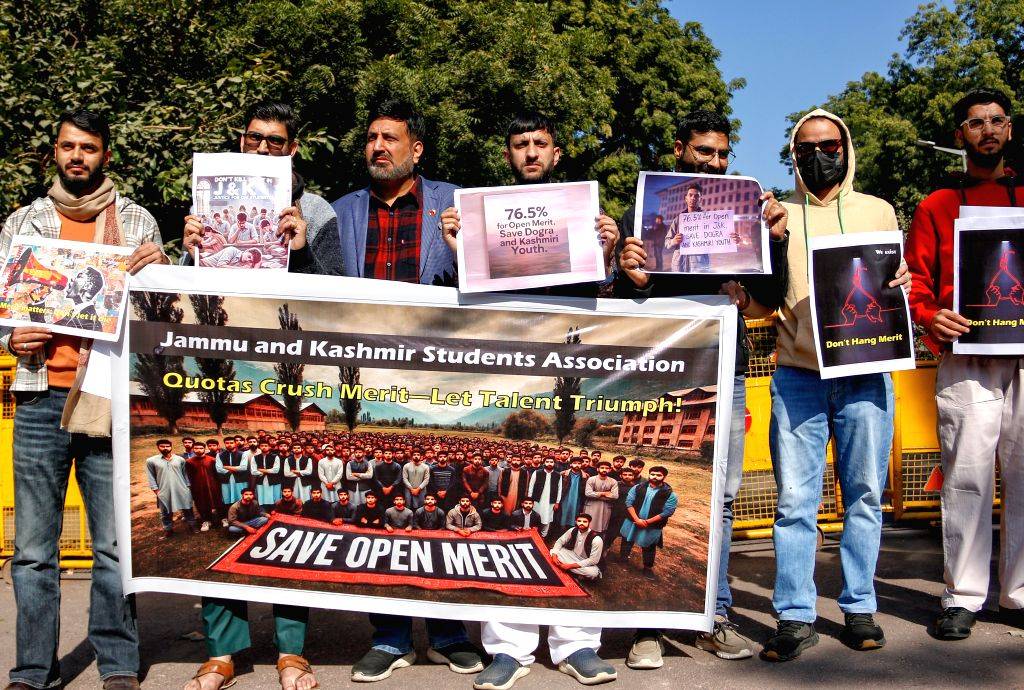 Members of the Jammu and Kashmir Students Association stage a protest ...