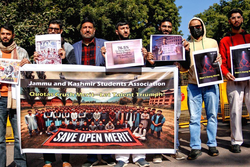 Members of the Jammu and Kashmir Students Association stage a protest ...
