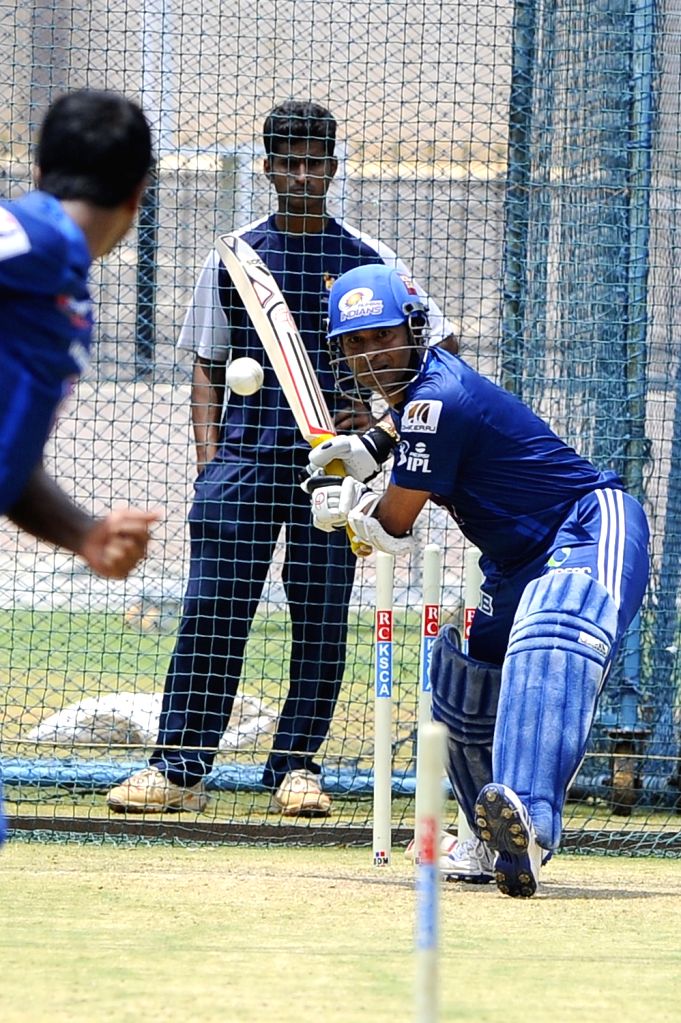 Ipl Practice Session Mumbai Indians players at the practice session at Chinnaswamy Stadium