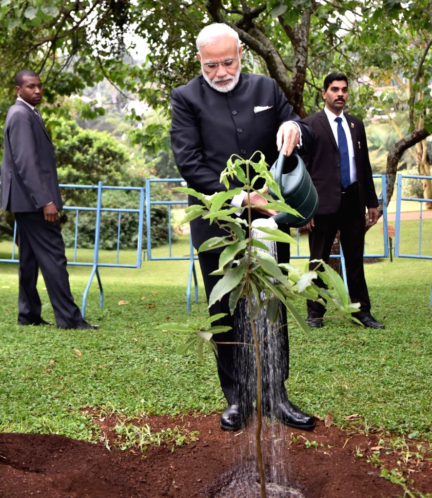 Modi plants a sapling at University of Nairobi