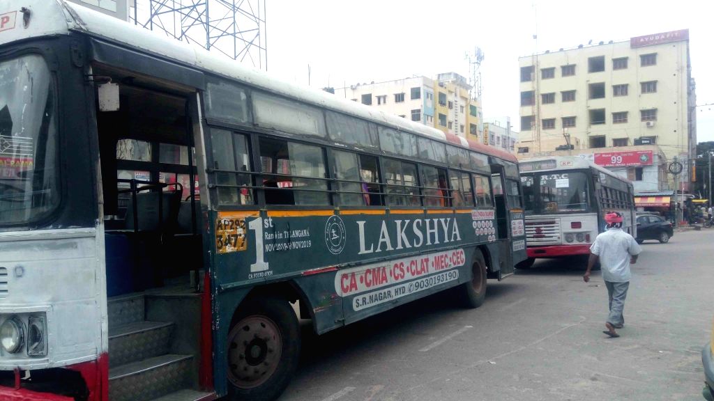 Narrow escape for passengers as TSRTC bus catches fire