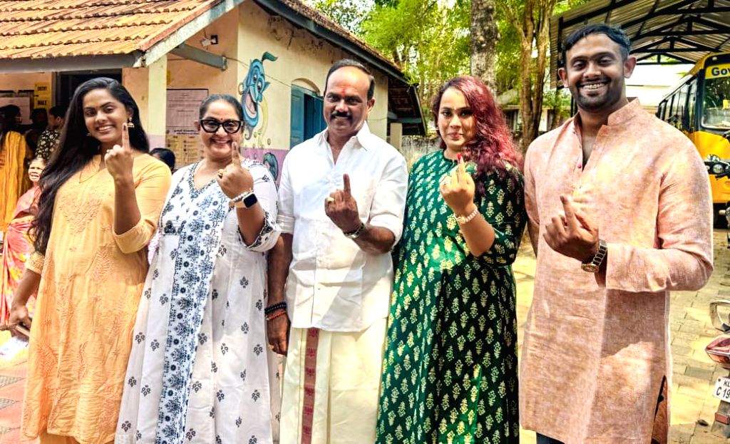 Chengal Raju NDA candidate Chengal Rajasekharan Nair casts vote