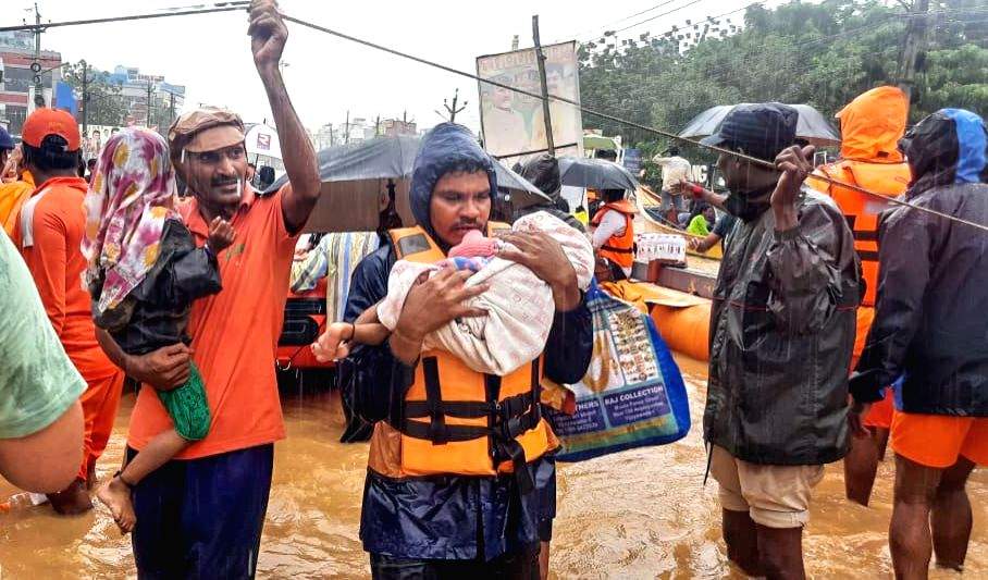 NDRF team carries out rescue and relief operations in flood-hit areas