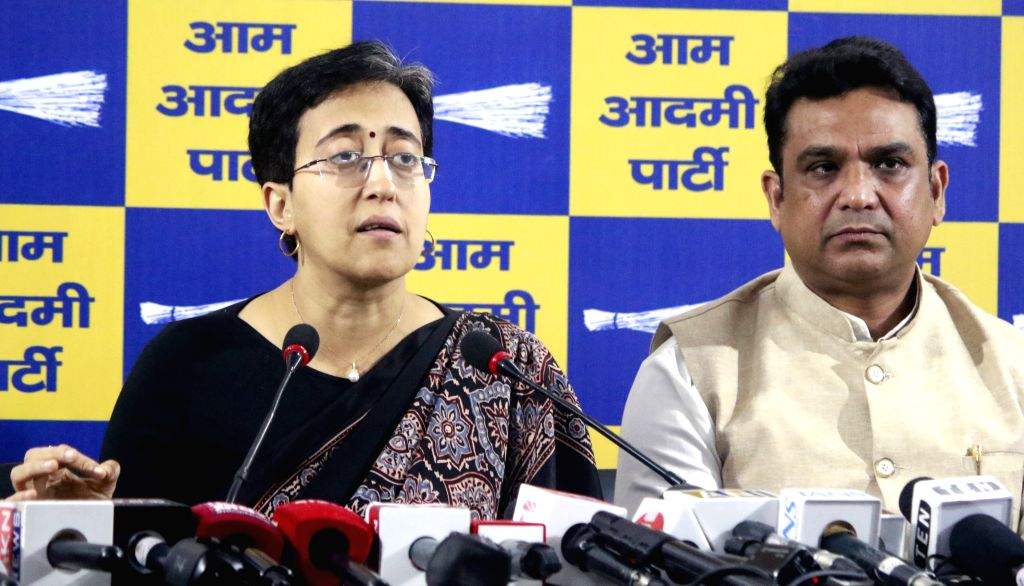 AAP leader address a press conference at the party office