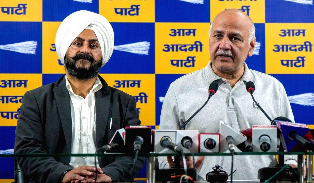 AAP leader Manish Sisodia with Tilak Nagar MLA Jarnail Singh addresses ...