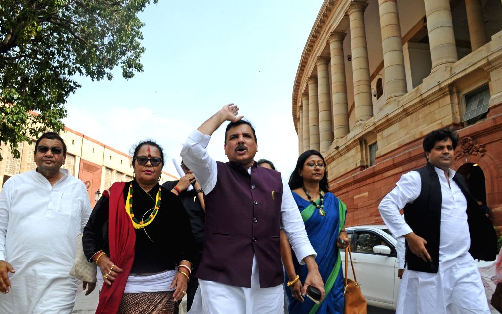 New Delhi : AAP Rajya Sabha MP Sanjay Singh at Parliament House