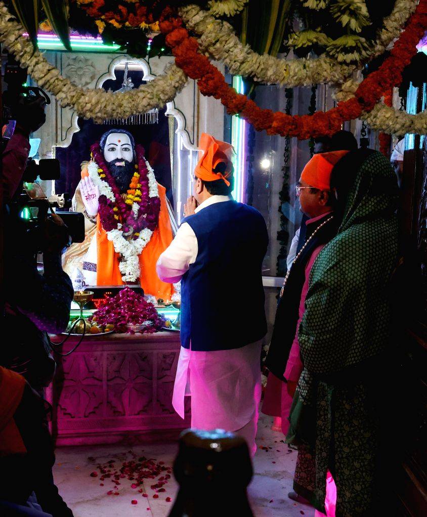 BJP National President J.P. Nadda offers prayers at the Guru Ravidas ...