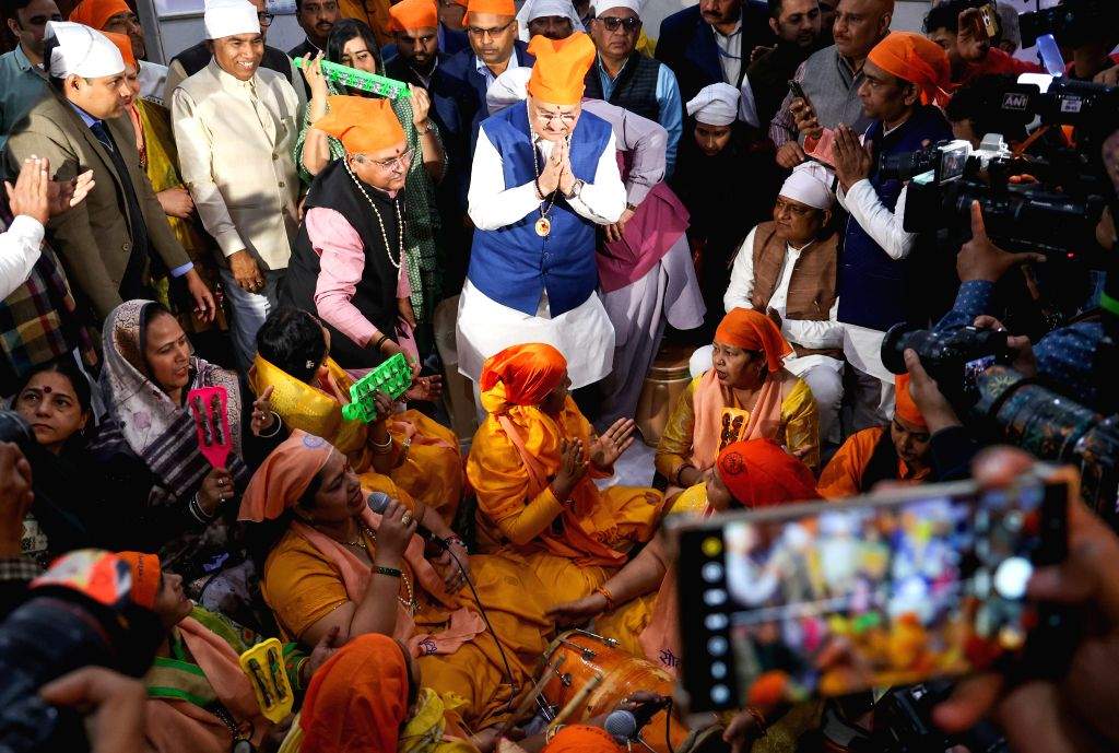 BJP National President J.P. Nadda offers prayers at the Guru Ravidas ...