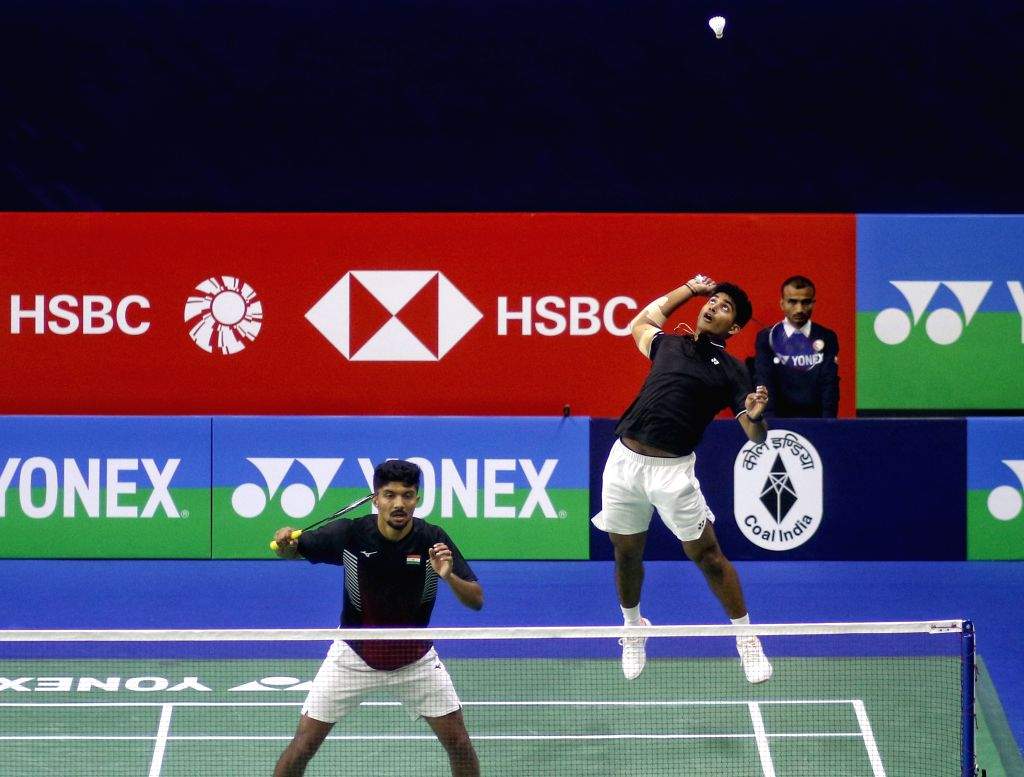 New Delhi : India's Krishna Prasad Garaga and Sai Pratheek K in action ...