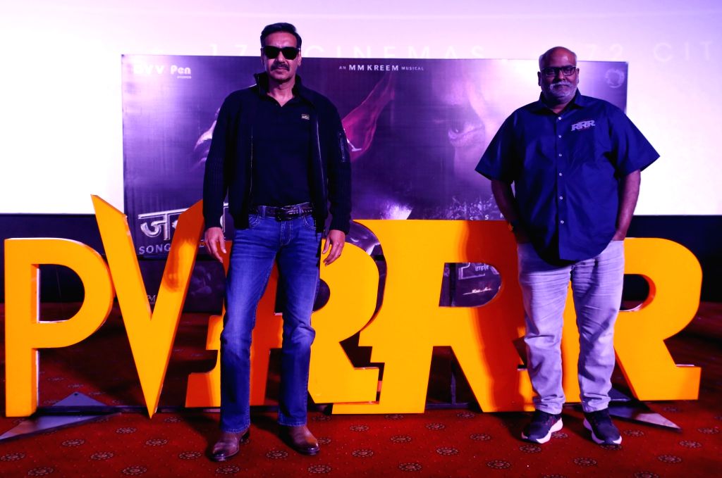 Javed Rrr Jogi RRR Janani song launch with Ajay Devgn and music composer MM Keeravani ...